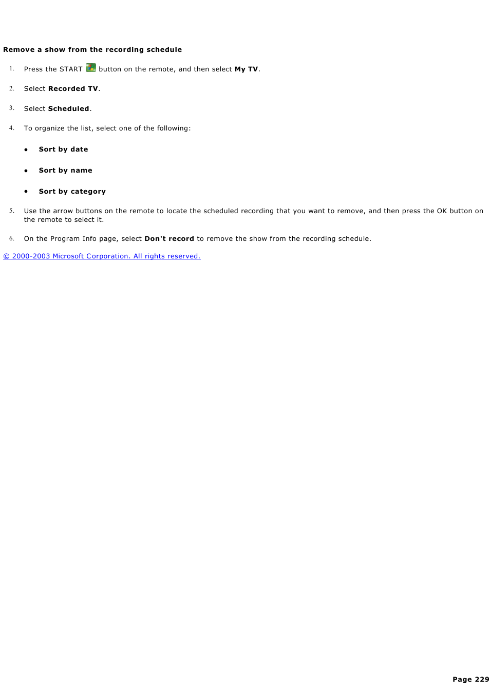 Remove a show from the recording schedule | Sony PCV-RZ44G User Manual | Page 229 / 459