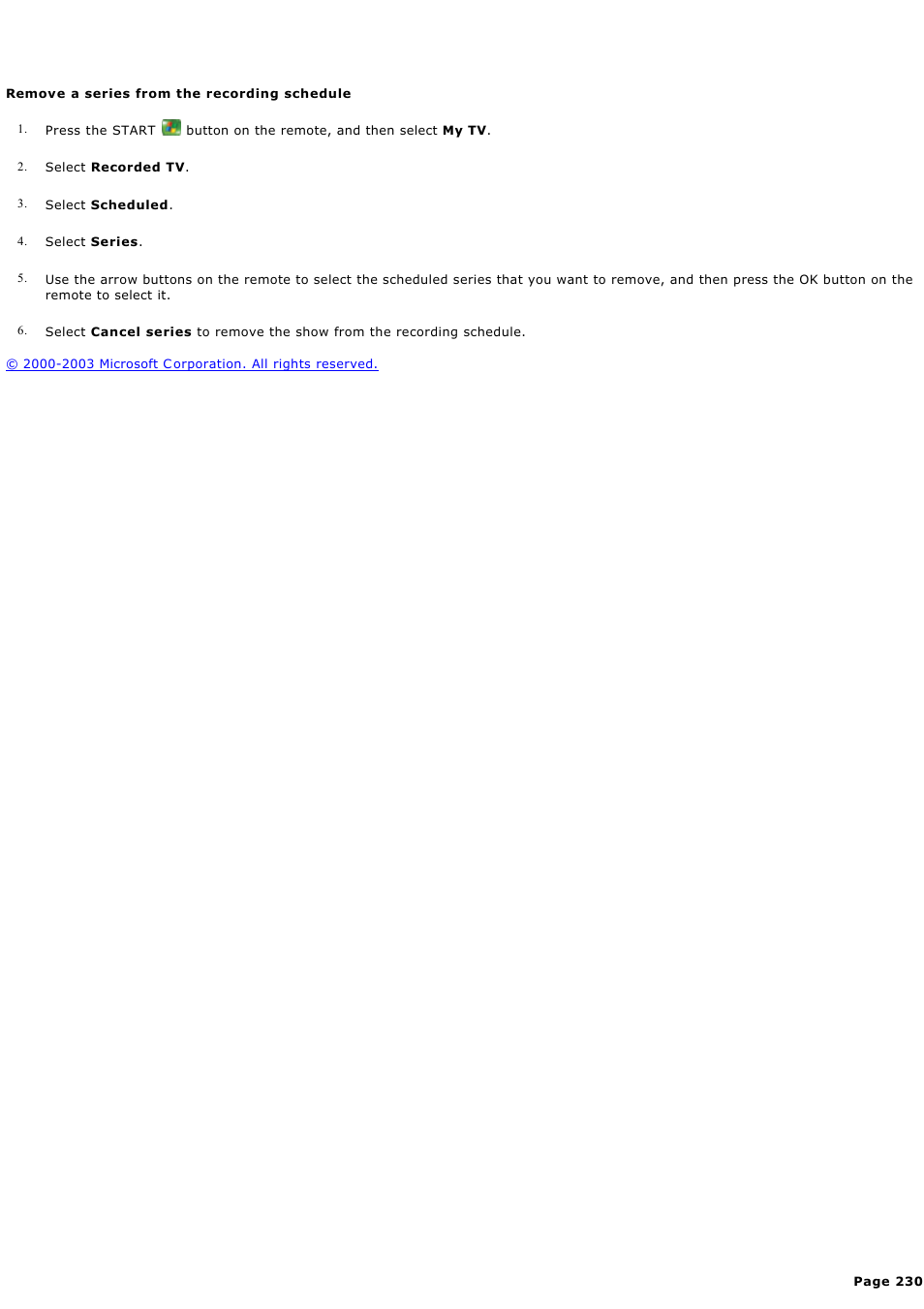 Remove a series from the recording schedule | Sony PCV-RZ44G User Manual | Page 230 / 459