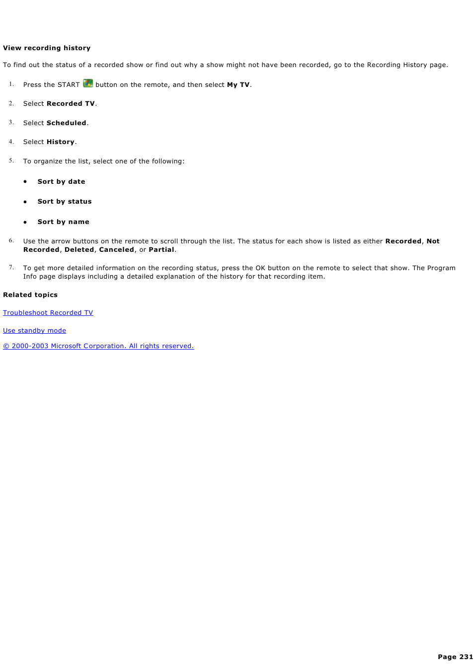 View recording history | Sony PCV-RZ44G User Manual | Page 231 / 459