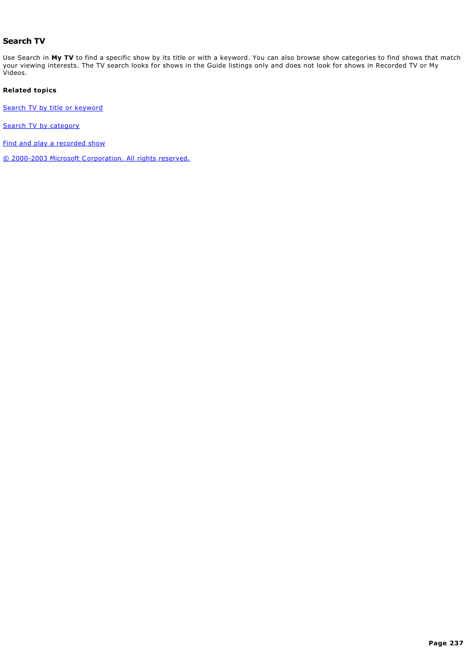 Search tv | Sony PCV-RZ44G User Manual | Page 237 / 459