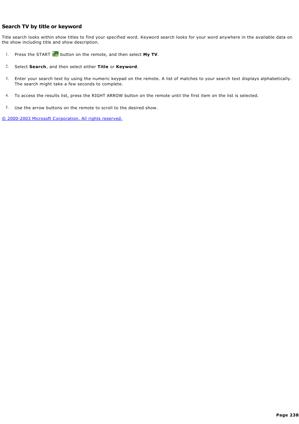 Search tv by title or keyword | Sony PCV-RZ44G User Manual | Page 238 / 459