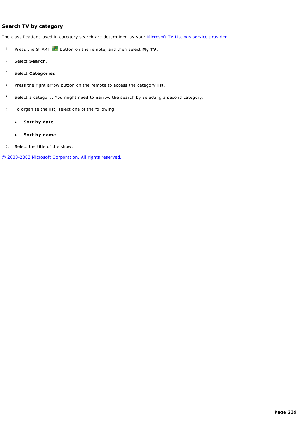 Search tv by category | Sony PCV-RZ44G User Manual | Page 239 / 459