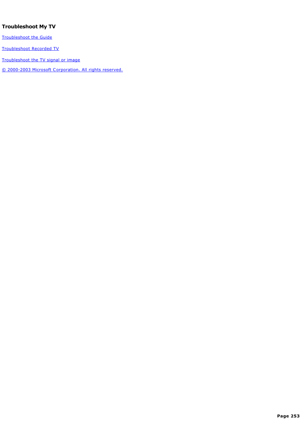 Troubleshoot my tv | Sony PCV-RZ44G User Manual | Page 253 / 459