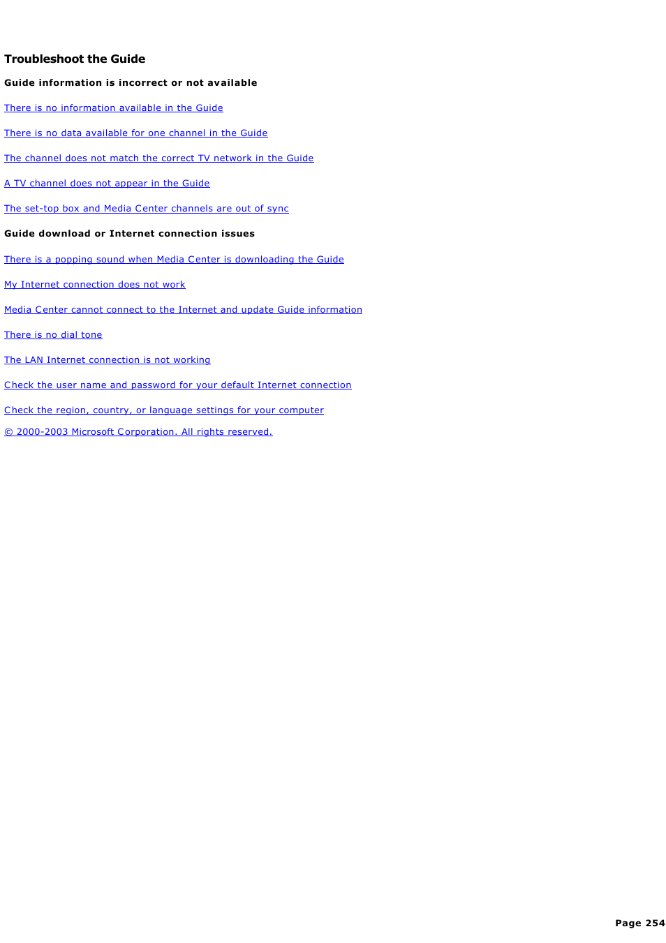 Troubleshoot the guide | Sony PCV-RZ44G User Manual | Page 254 / 459