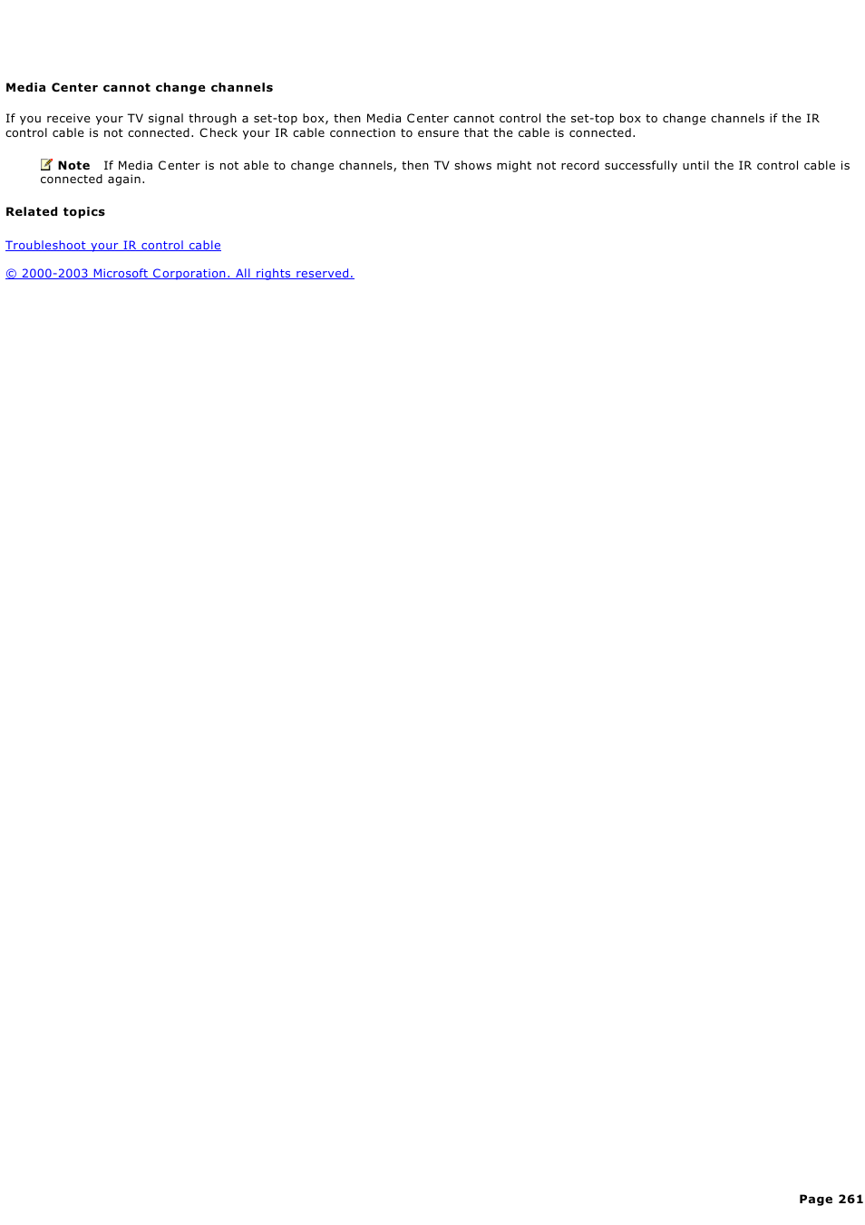 Media center cannot change channels | Sony PCV-RZ44G User Manual | Page 261 / 459