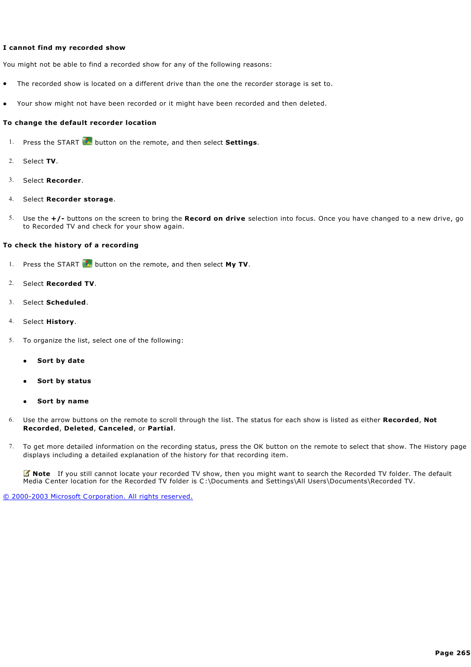 I cannot find my recorded show | Sony PCV-RZ44G User Manual | Page 265 / 459