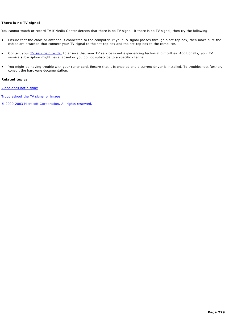 There is no tv signal | Sony PCV-RZ44G User Manual | Page 279 / 459