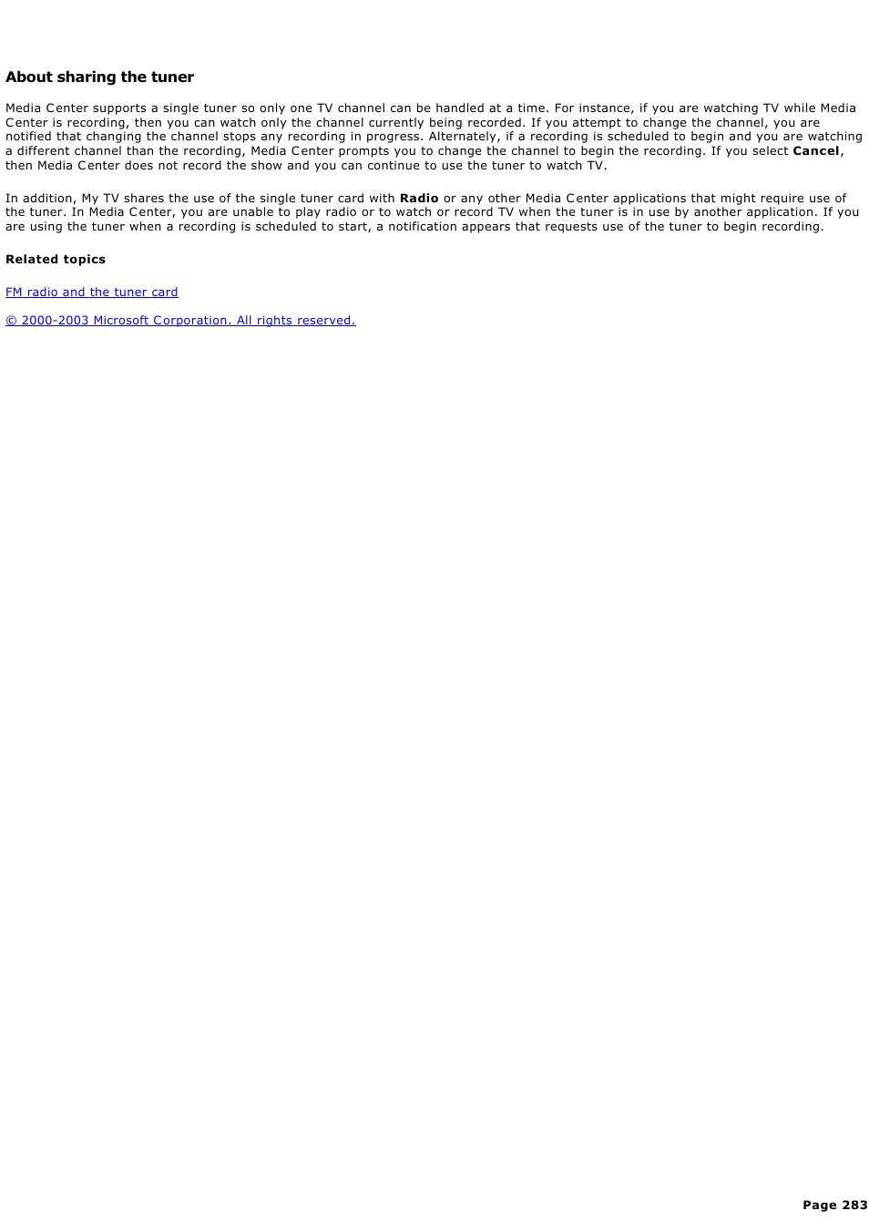 About sharing the tuner | Sony PCV-RZ44G User Manual | Page 283 / 459