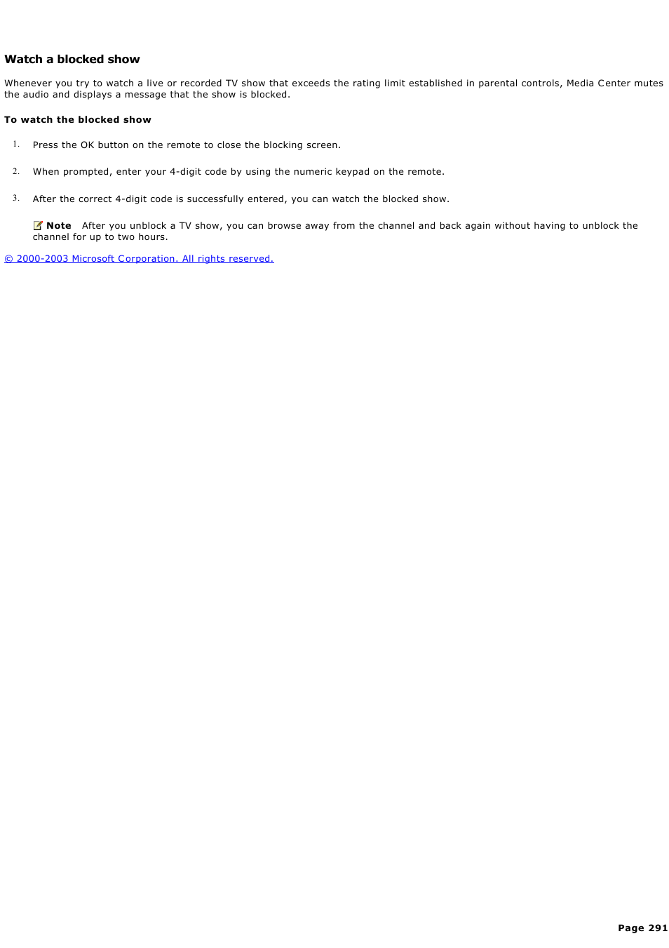 Watch a blocked show | Sony PCV-RZ44G User Manual | Page 291 / 459
