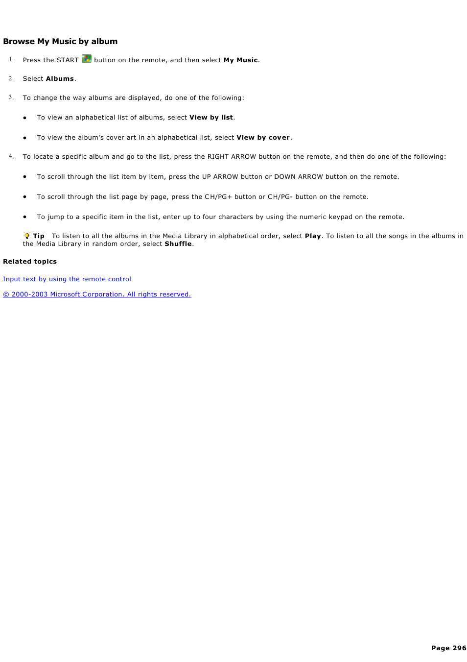 Browse my music by album | Sony PCV-RZ44G User Manual | Page 296 / 459