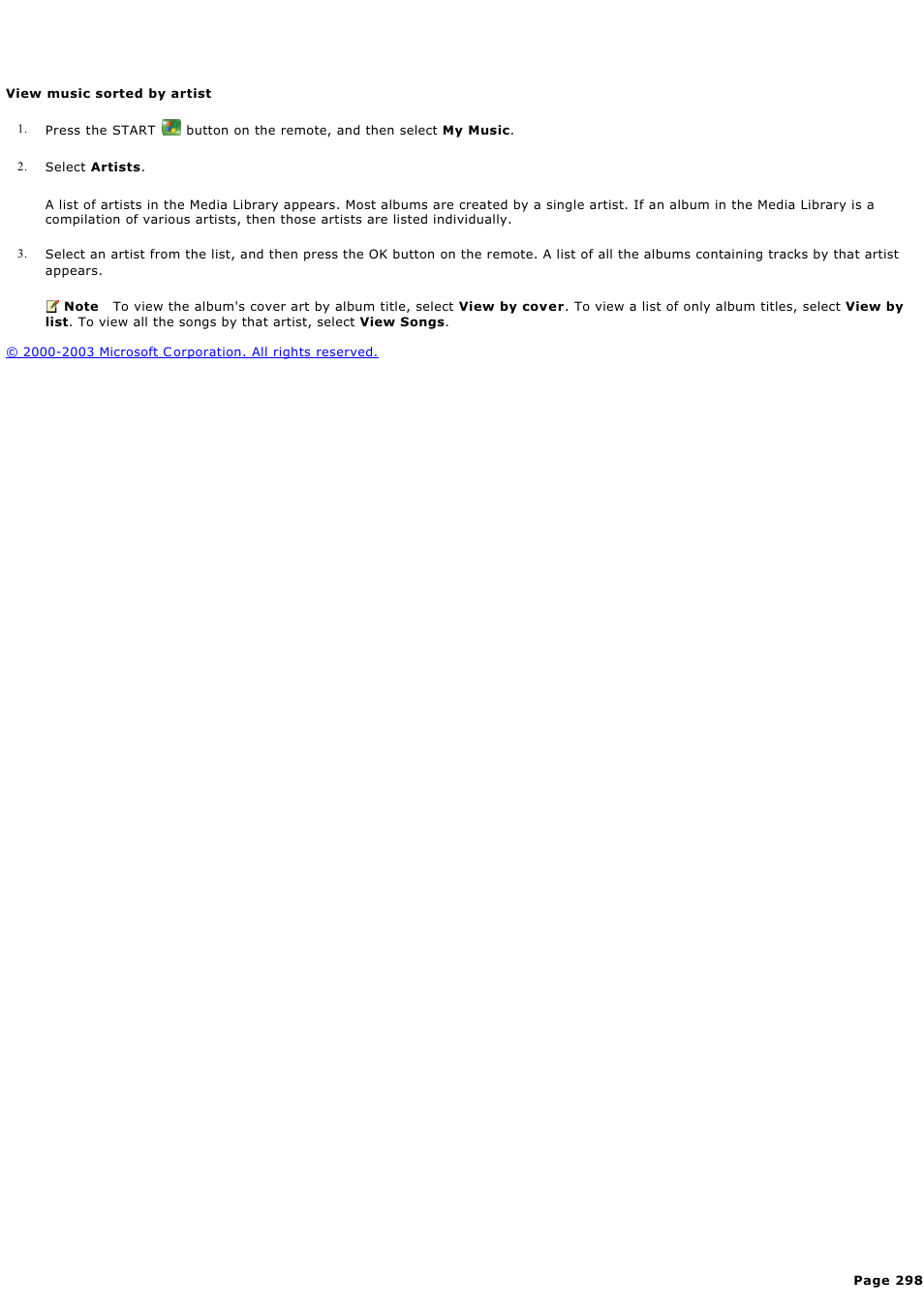 View music sorted by artist | Sony PCV-RZ44G User Manual | Page 298 / 459
