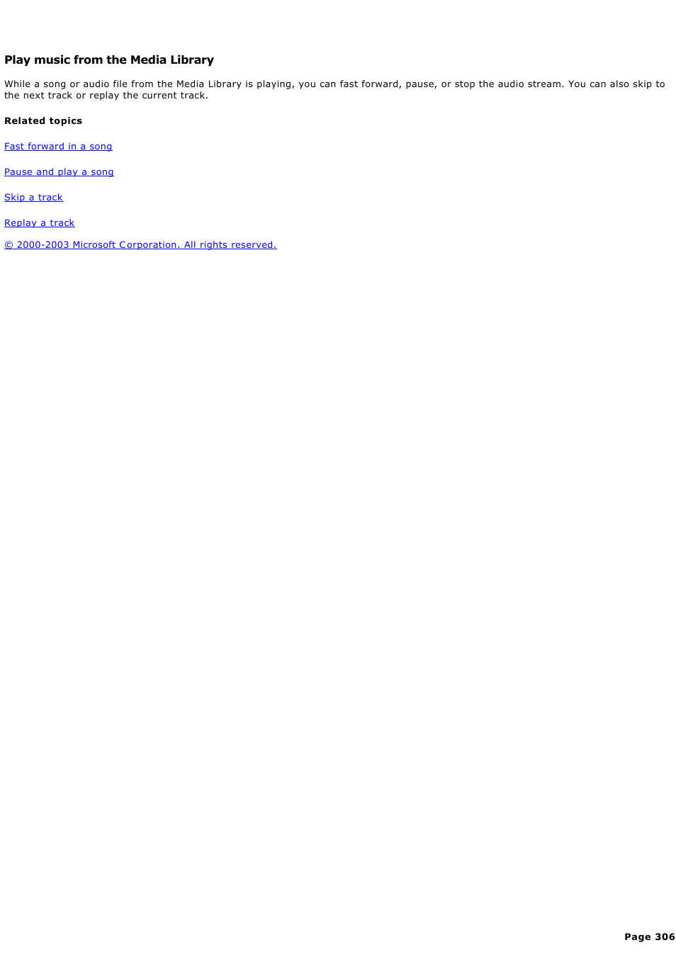 Play music from the media library | Sony PCV-RZ44G User Manual | Page 306 / 459