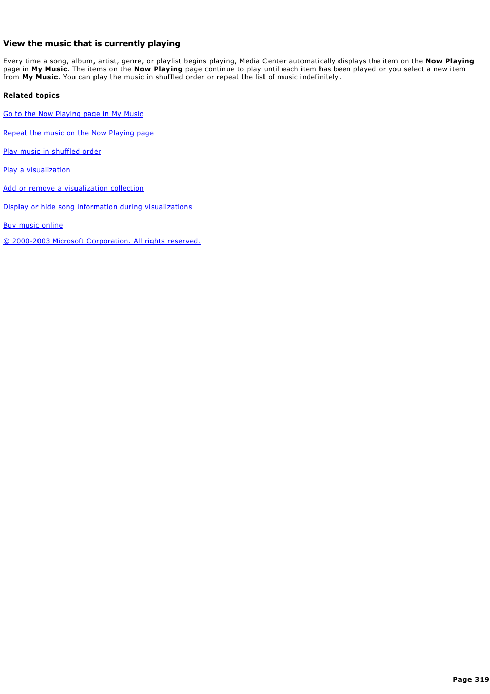 View the music that is currently playing | Sony PCV-RZ44G User Manual | Page 319 / 459