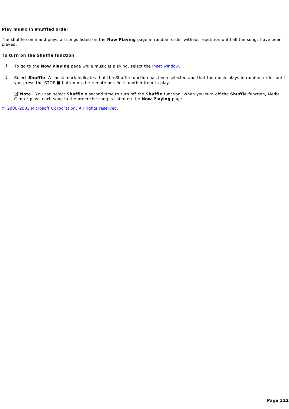 Play music in shuffled order | Sony PCV-RZ44G User Manual | Page 322 / 459