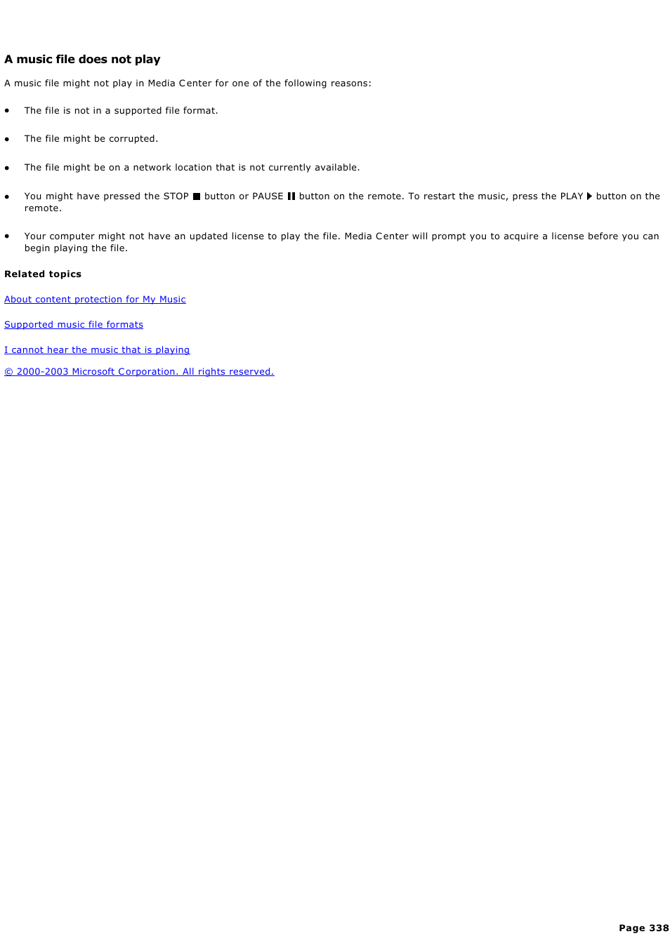 A music file does not play | Sony PCV-RZ44G User Manual | Page 338 / 459
