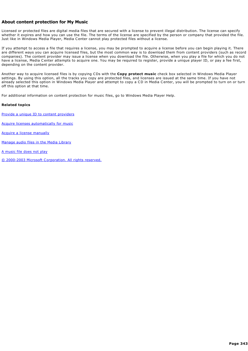 About content protection for my music | Sony PCV-RZ44G User Manual | Page 343 / 459