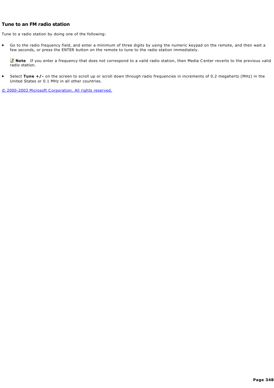 Tune to an fm radio station | Sony PCV-RZ44G User Manual | Page 348 / 459