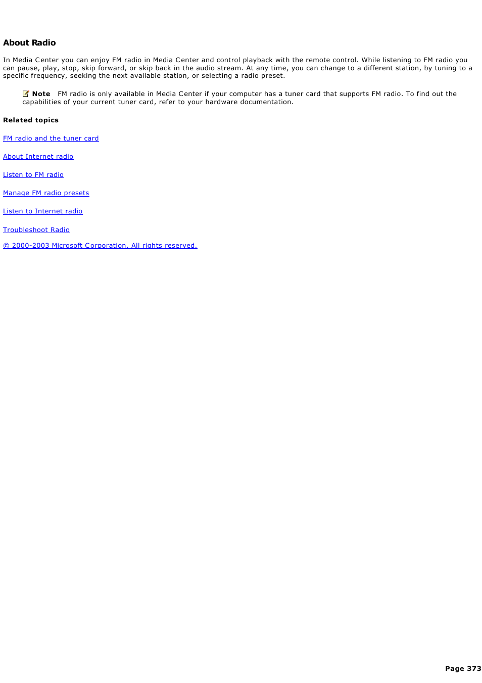 About radio | Sony PCV-RZ44G User Manual | Page 373 / 459