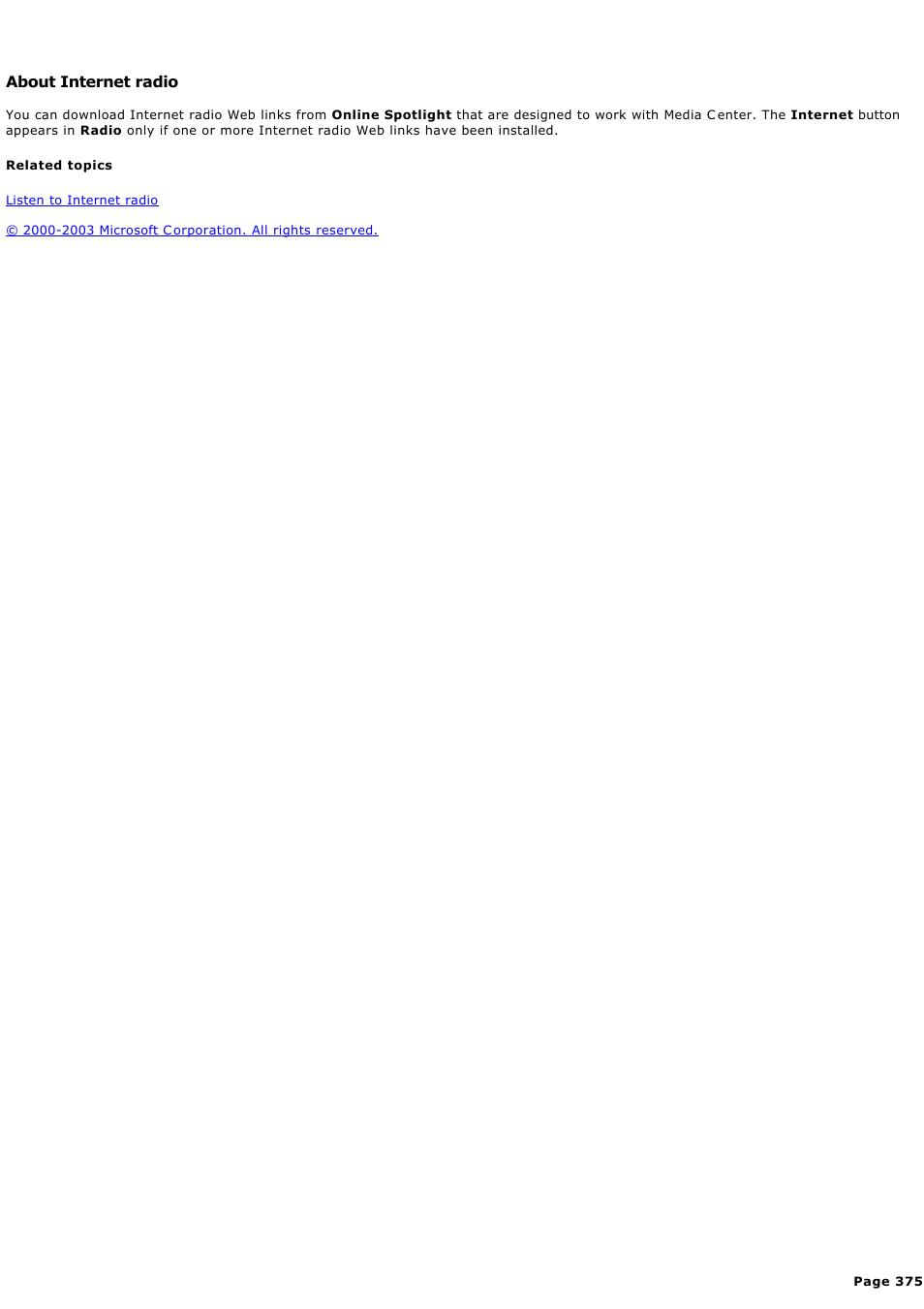 About internet radio | Sony PCV-RZ44G User Manual | Page 375 / 459
