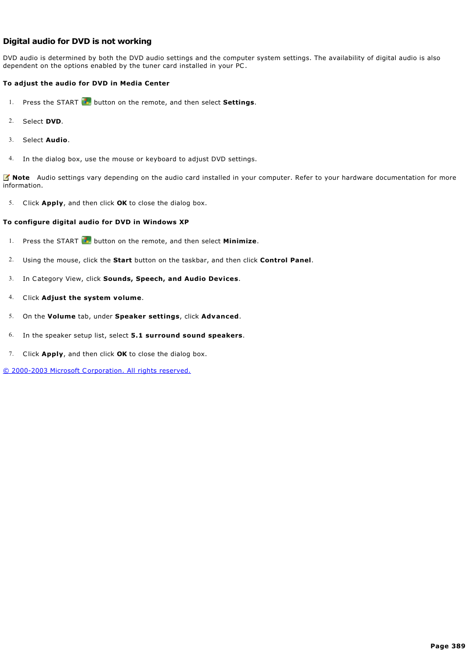 Digital audio for dvd is not working | Sony PCV-RZ44G User Manual | Page 389 / 459