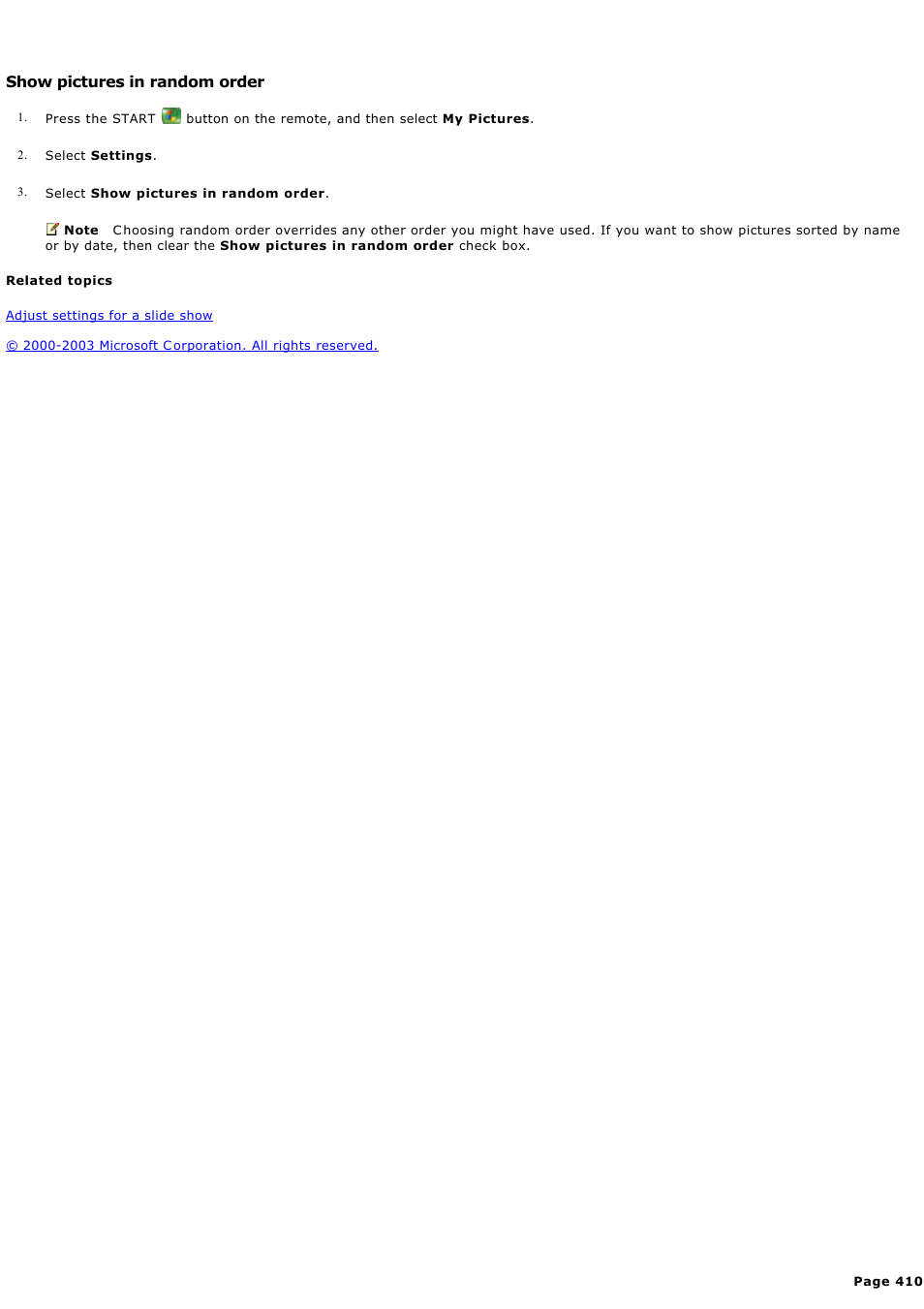 Show pictures in random order | Sony PCV-RZ44G User Manual | Page 410 / 459