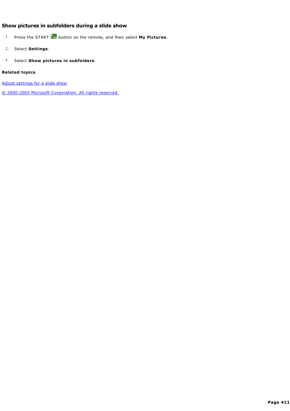 Show pictures in subfolders during a slide show | Sony PCV-RZ44G User Manual | Page 411 / 459