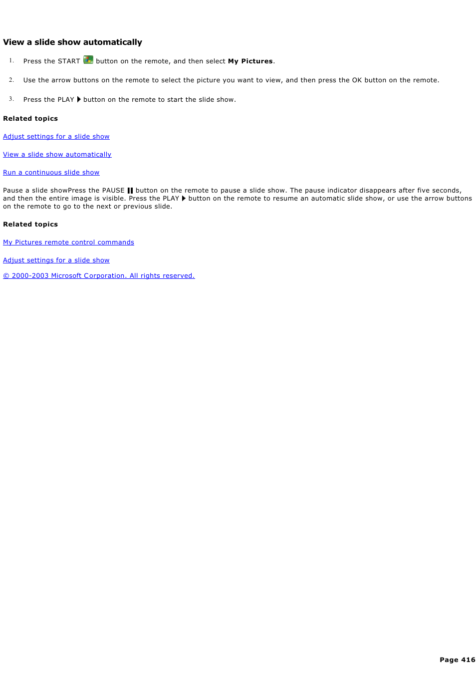 View a slide show automatically | Sony PCV-RZ44G User Manual | Page 416 / 459