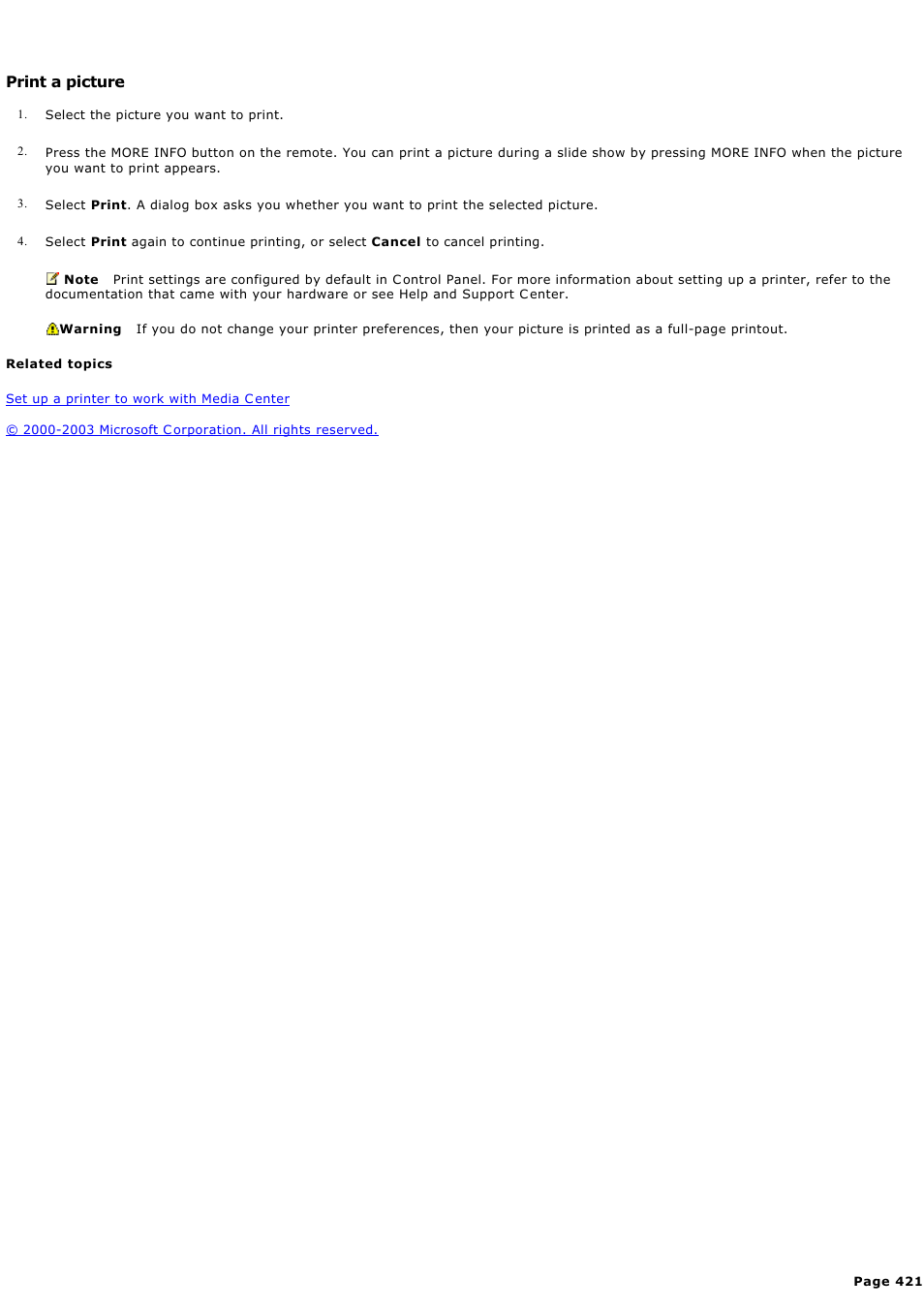 Print a picture | Sony PCV-RZ44G User Manual | Page 421 / 459