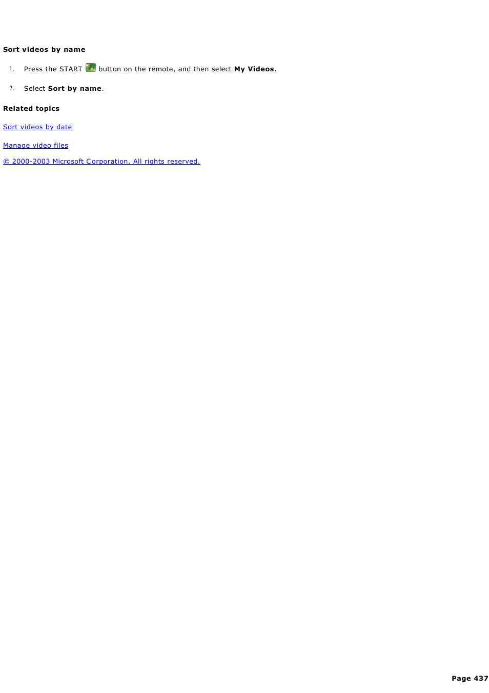 Sort videos by name | Sony PCV-RZ44G User Manual | Page 437 / 459