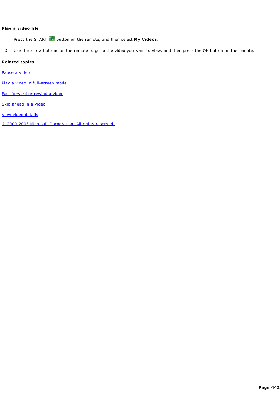 Play a video file | Sony PCV-RZ44G User Manual | Page 442 / 459
