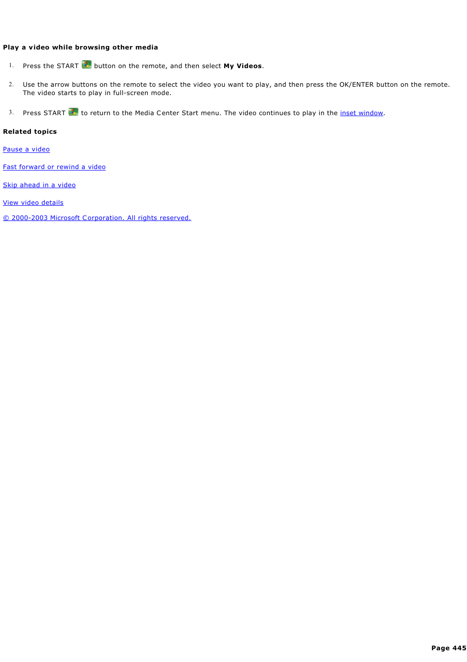 Play a video while browsing other media | Sony PCV-RZ44G User Manual | Page 445 / 459