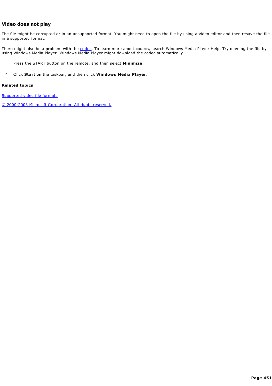 Video does not play | Sony PCV-RZ44G User Manual | Page 451 / 459