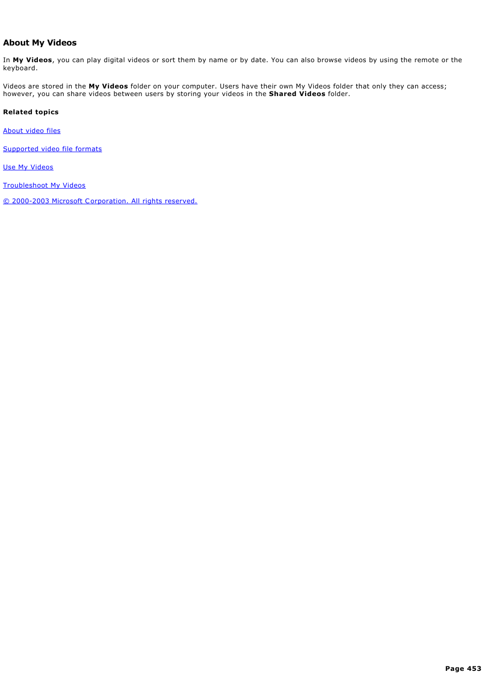 About my videos | Sony PCV-RZ44G User Manual | Page 453 / 459