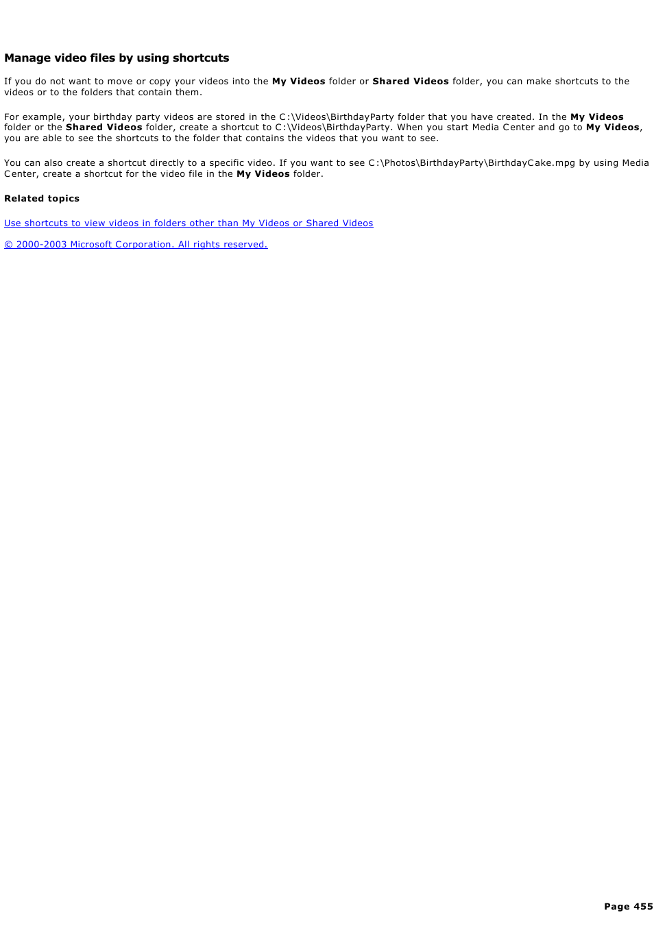 Manage video files by using shortcuts | Sony PCV-RZ44G User Manual | Page 455 / 459