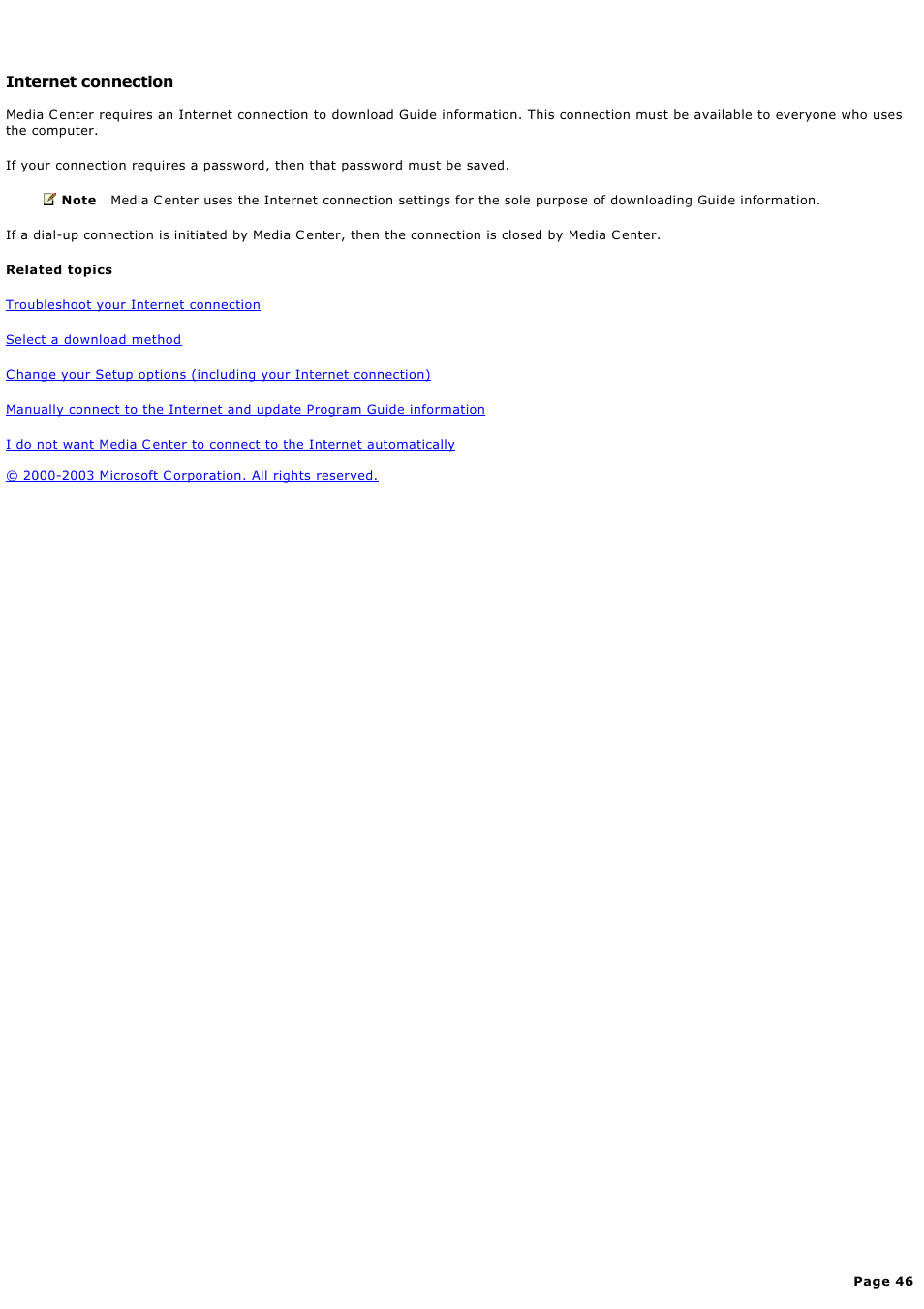 Internet connection | Sony PCV-RZ44G User Manual | Page 46 / 459