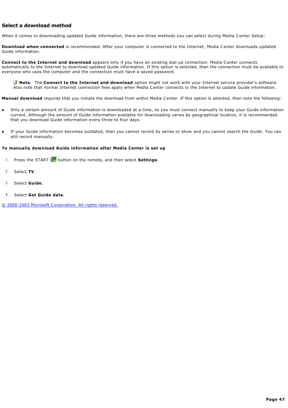 Select a download method | Sony PCV-RZ44G User Manual | Page 47 / 459
