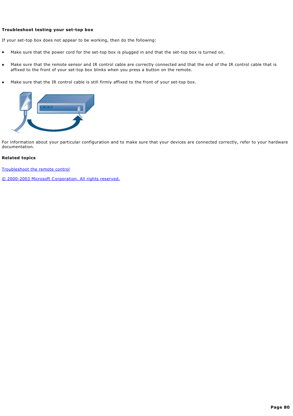 Troubleshoot testing your set-top box | Sony PCV-RZ44G User Manual | Page 80 / 459