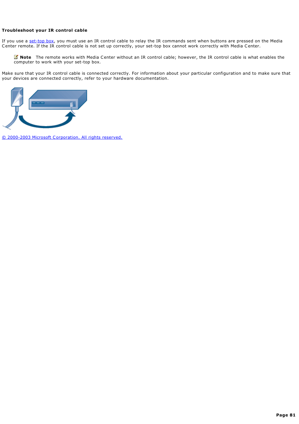 Troubleshoot your ir control cable | Sony PCV-RZ44G User Manual | Page 81 / 459