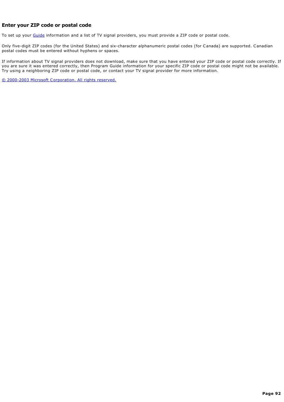 Enter your zip code or postal code | Sony PCV-RZ44G User Manual | Page 92 / 459