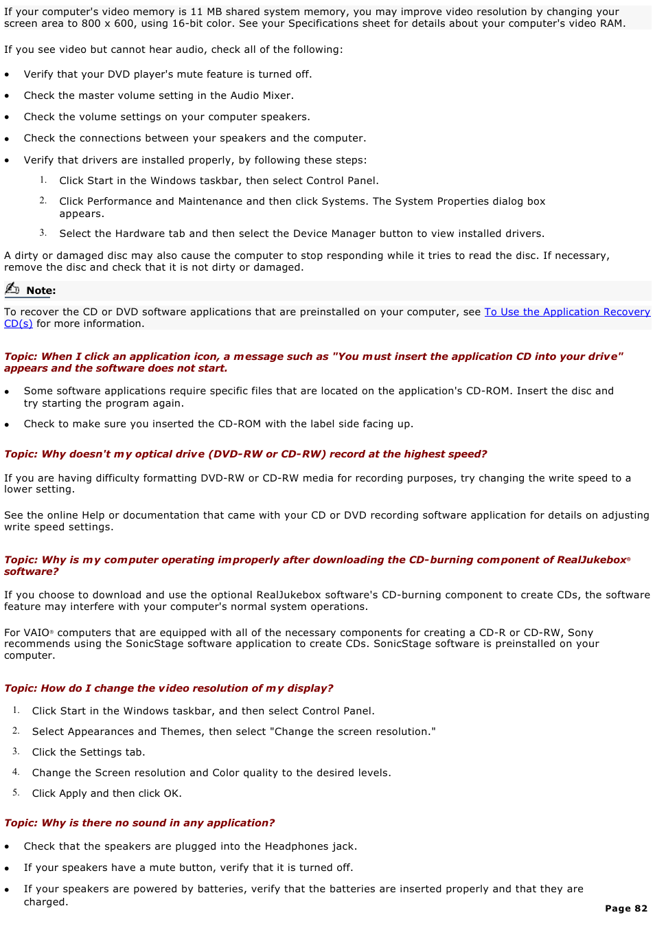 Sony PCV-RX590G User Manual | Page 82 / 119