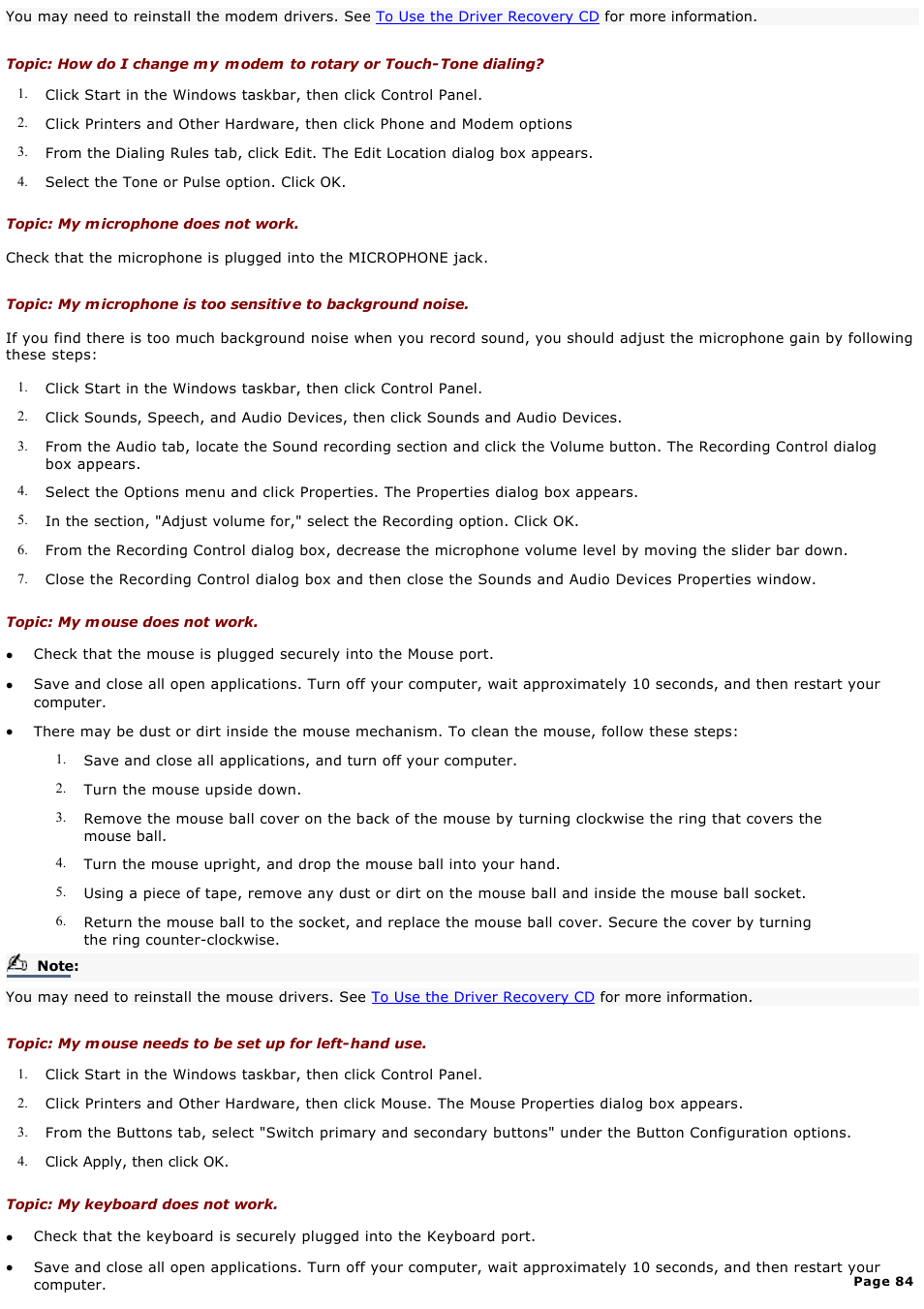 Sony PCV-RX590G User Manual | Page 84 / 119