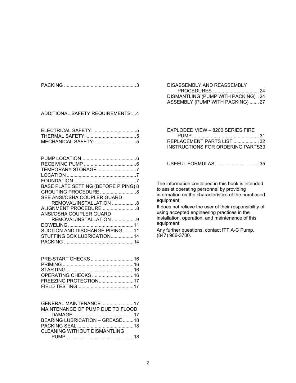 A-C Fire Pump 8200 Series User Manual | Page 2 / 36