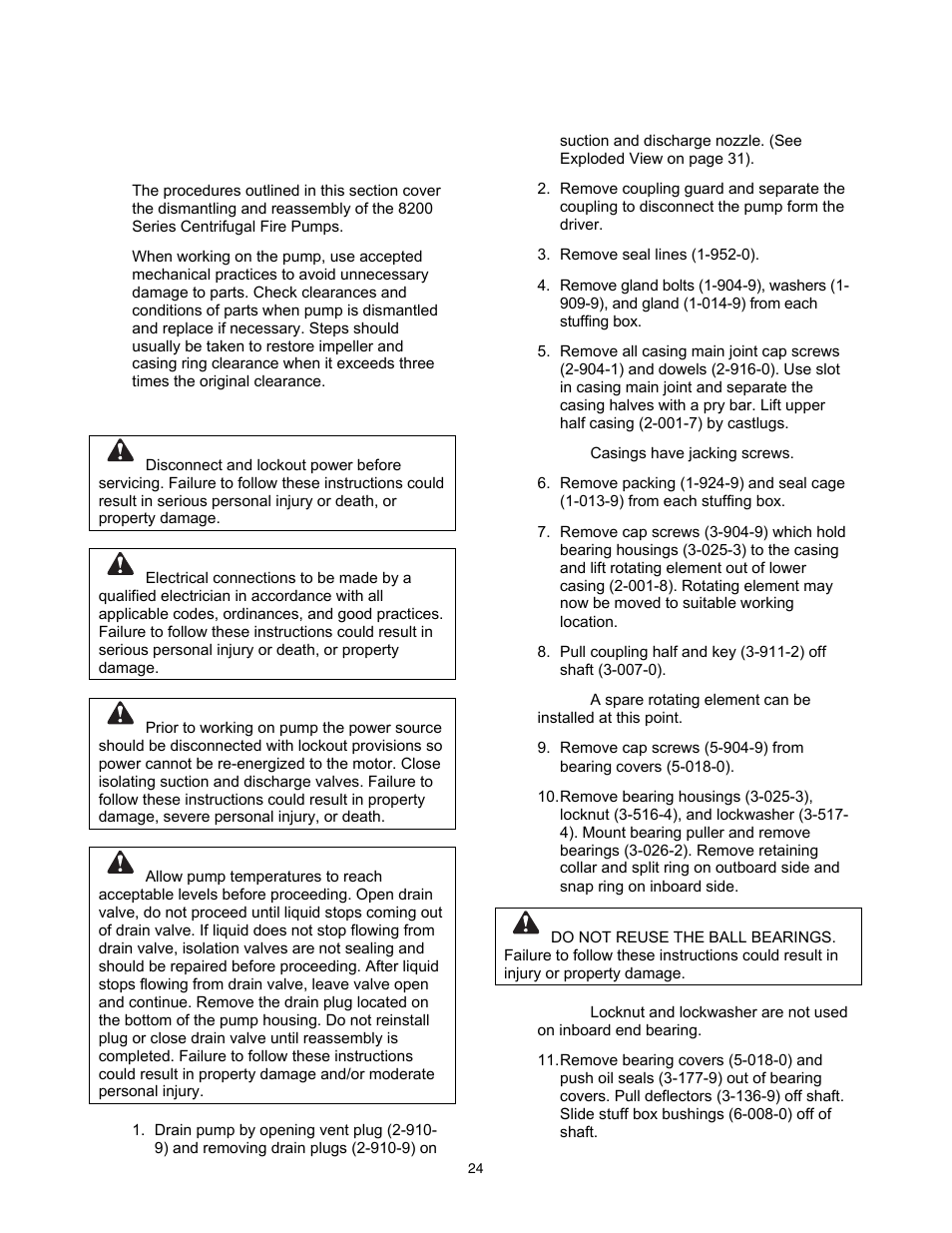 Service instructions | A-C Fire Pump 8200 Series User Manual | Page 24 / 36