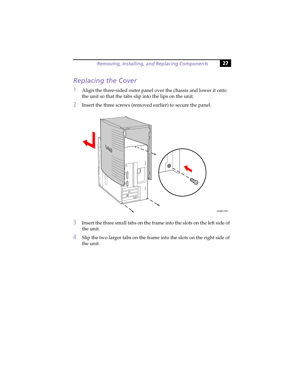 Replacing the cover | Sony PCV-R553DS User Manual | Page 41 / 122