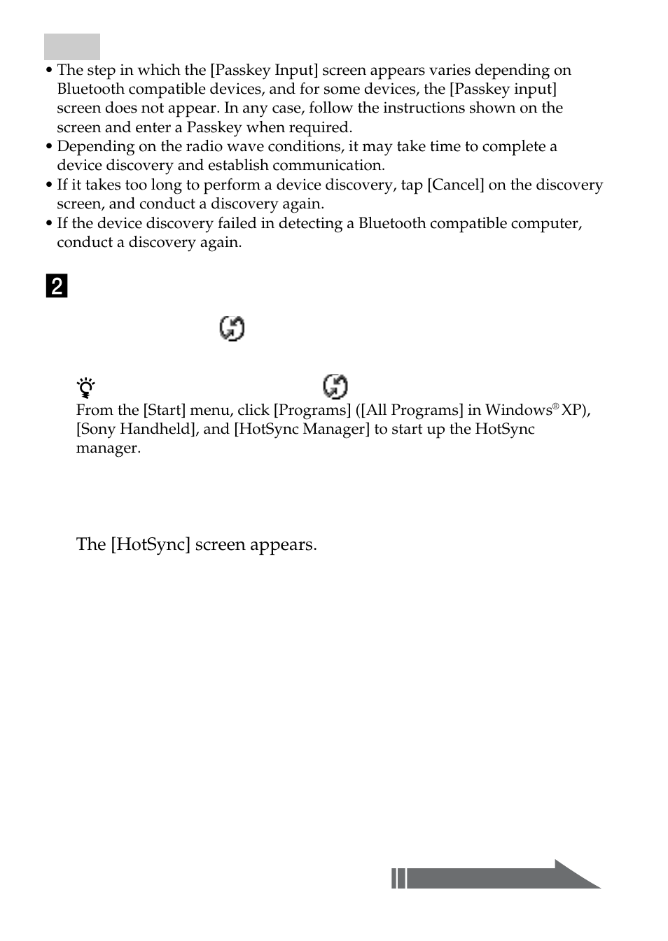 2 performing a hotsync operation | Sony PEGA-MSB1 User Manual | Page 19 / 48