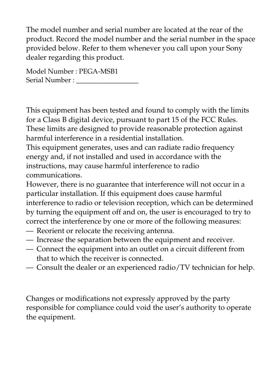 Sony PEGA-MSB1 User Manual | Page 2 / 48