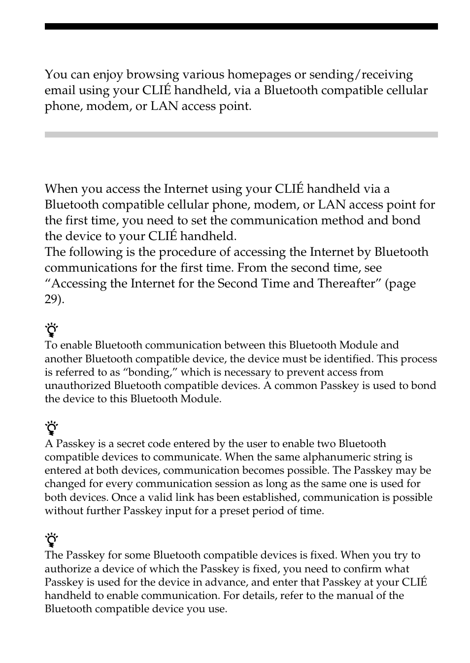 Accessing the internet, First time | Sony PEGA-MSB1 User Manual | Page 22 / 48