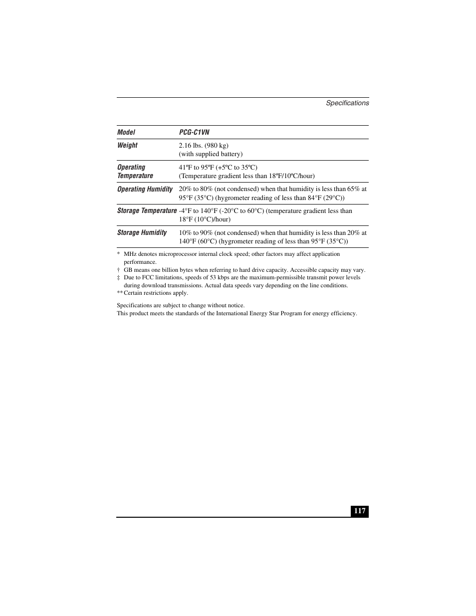 Sony PCG-C1VN User Manual | Page 118 / 125