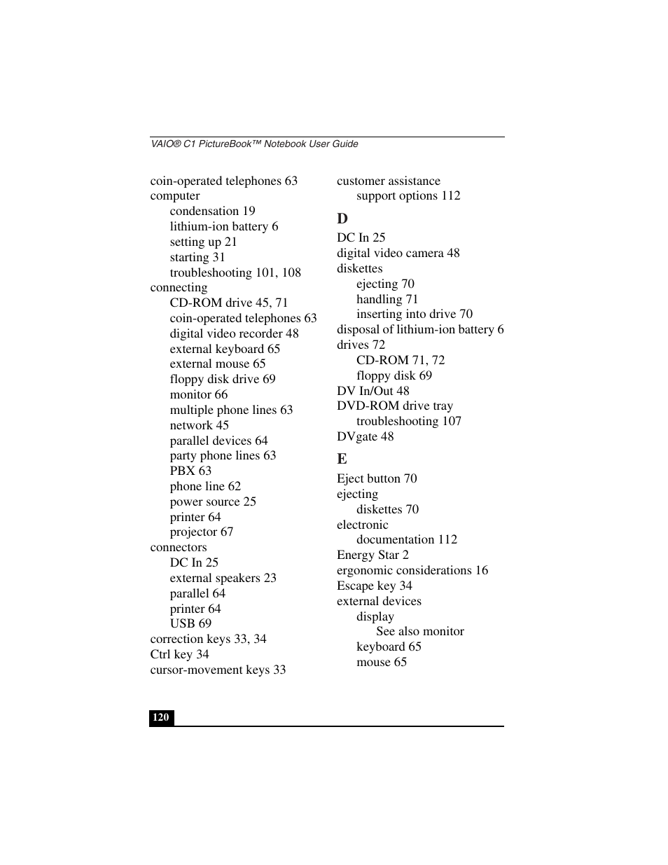 Sony PCG-C1VN User Manual | Page 121 / 125