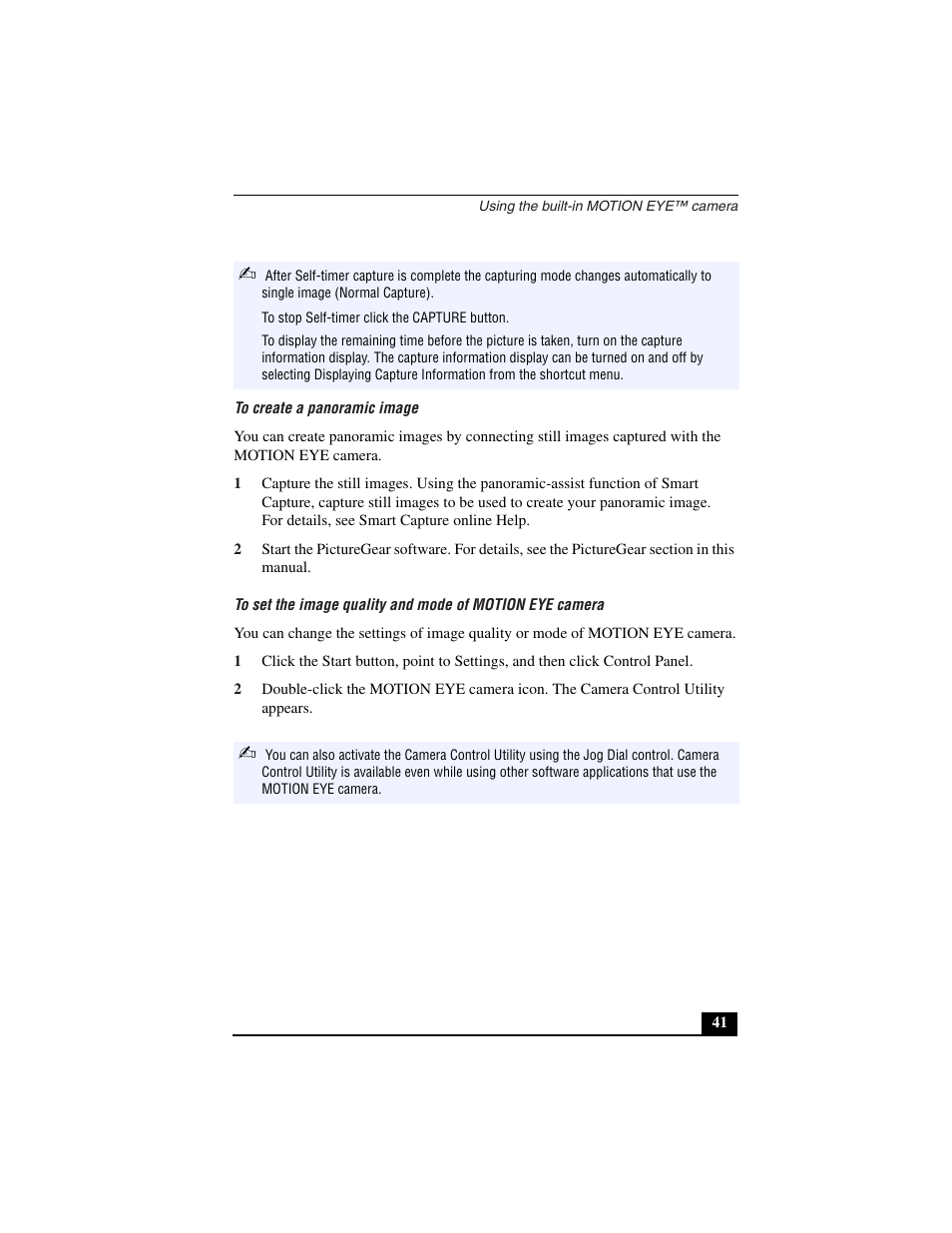 To create a panoramic image | Sony PCG-C1VN User Manual | Page 42 / 125